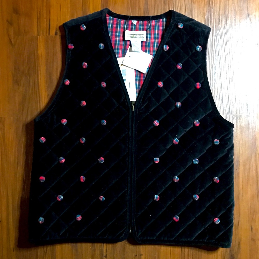 Women’s Cambridge Dry Goods Velvet Plaid Vest Lrg